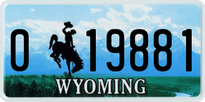 WY license plate 019881