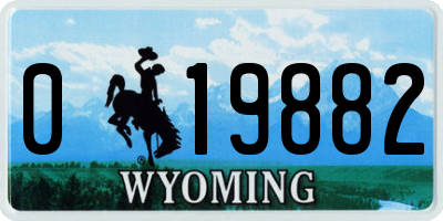 WY license plate 019882