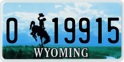 WY license plate 019915