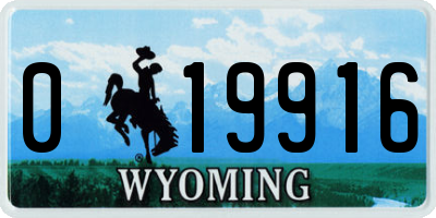 WY license plate 019916