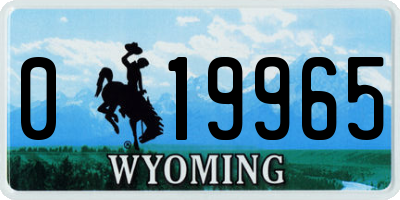 WY license plate 019965
