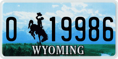 WY license plate 019986