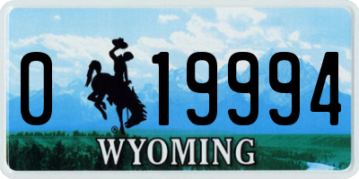 WY license plate 019994