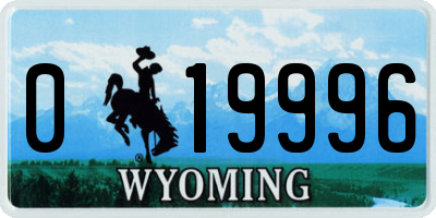 WY license plate 019996