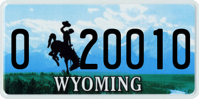 WY license plate 020010