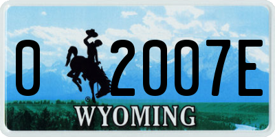 WY license plate 02007E