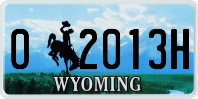 WY license plate 02013H
