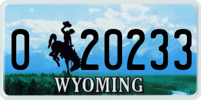 WY license plate 020233