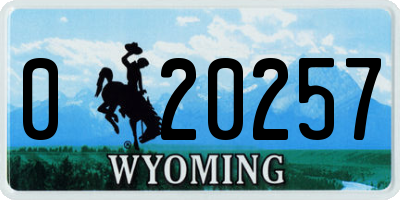 WY license plate 020257