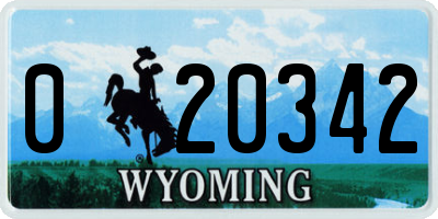 WY license plate 020342