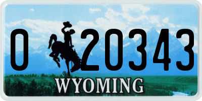 WY license plate 020343