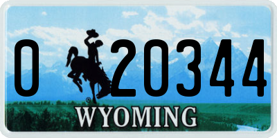 WY license plate 020344