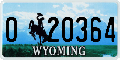 WY license plate 020364