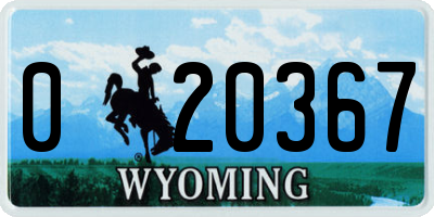 WY license plate 020367