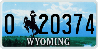 WY license plate 020374