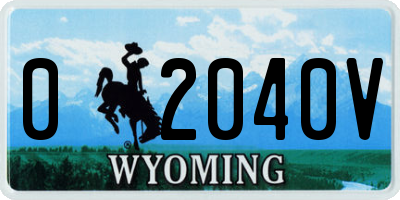 WY license plate 02040V