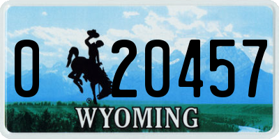 WY license plate 020457