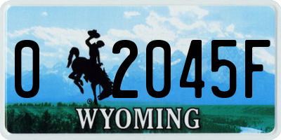 WY license plate 02045F