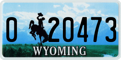 WY license plate 020473