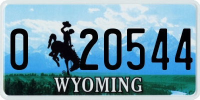 WY license plate 020544