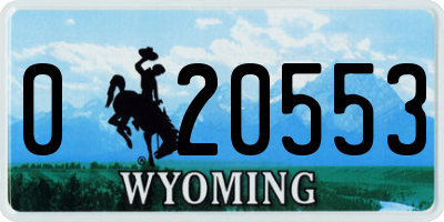 WY license plate 020553