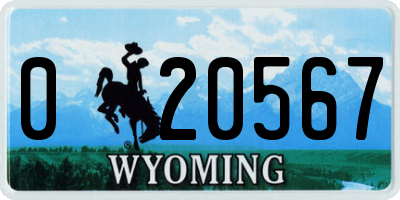 WY license plate 020567