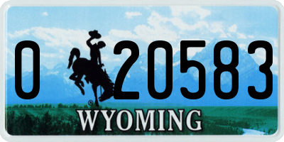 WY license plate 020583