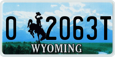 WY license plate 02063T