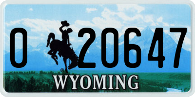 WY license plate 020647