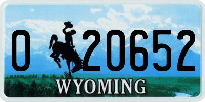 WY license plate 020652