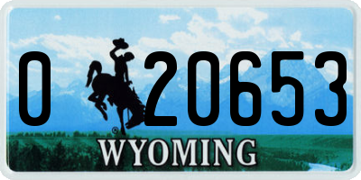 WY license plate 020653