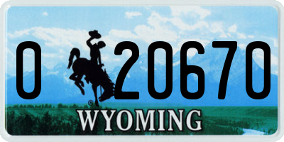 WY license plate 020670