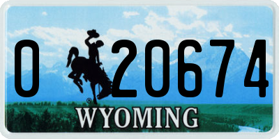 WY license plate 020674