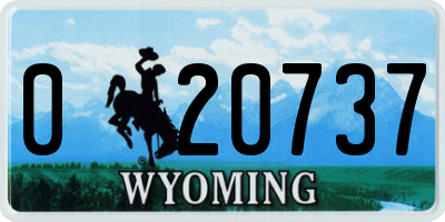 WY license plate 020737