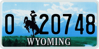 WY license plate 020748