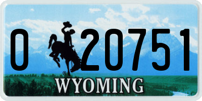 WY license plate 020751