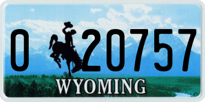 WY license plate 020757