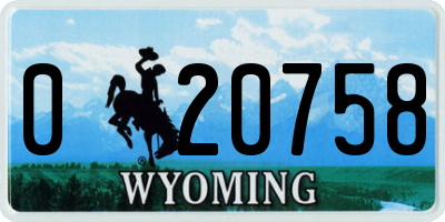 WY license plate 020758