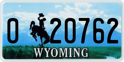 WY license plate 020762