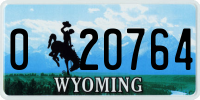 WY license plate 020764