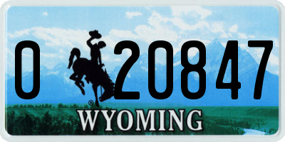 WY license plate 020847