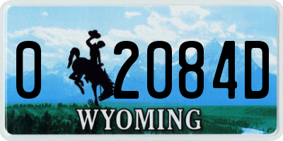 WY license plate 02084D