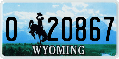 WY license plate 020867
