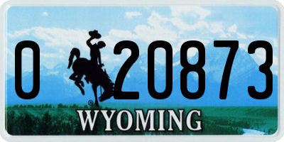 WY license plate 020873