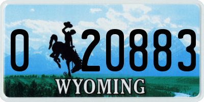 WY license plate 020883