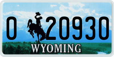 WY license plate 020930