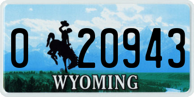 WY license plate 020943