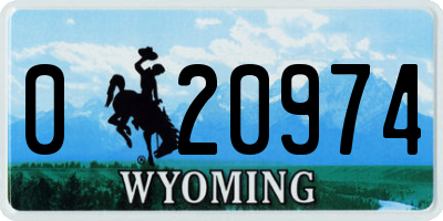 WY license plate 020974