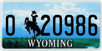 WY license plate 020986