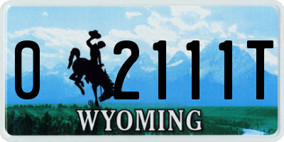 WY license plate 02111T
